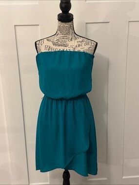Express Strapless Teal Dress